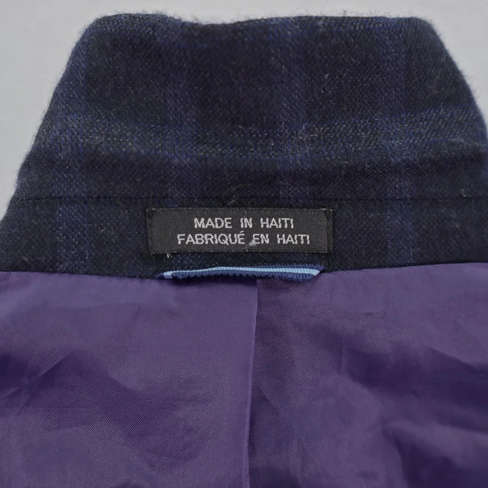 Tommy Hilfiger Soft Flannel Worsted Wool Sport Coat 48R Blue‎ Windowpane Tag 50L